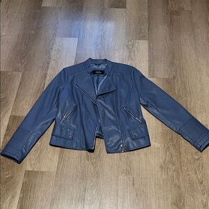 Blue Faux Leather Moto Jacket Women’s Large